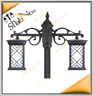 چراغ حیاطی مدل درتا طرحدار دوشعله با شاخه T