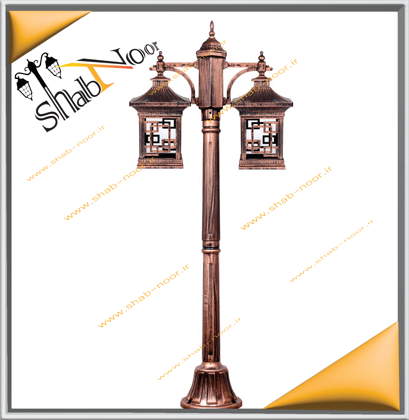 چراغ محوطه ایستاده مدل تابیس دو شعله رنگ مسی
